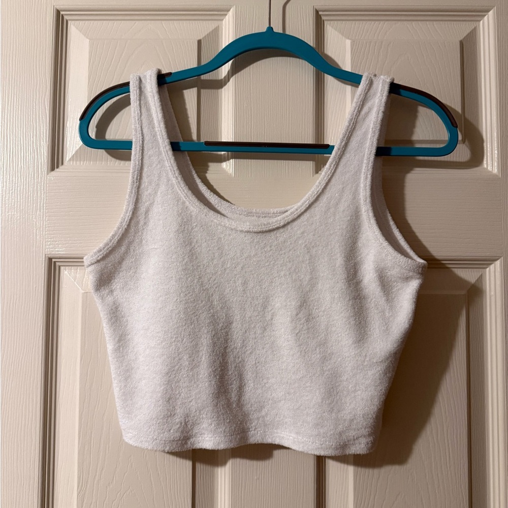 Hollister White Terry Crop Top